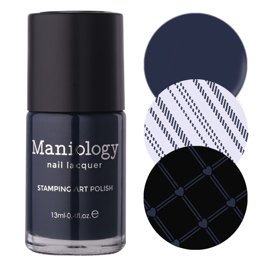 Canterbury (B524) - Cream Navy Blue Stamping Polish