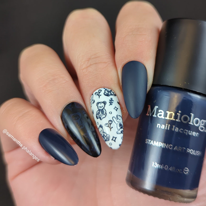 Canterbury (B524) - Cream Navy Blue Stamping Polish