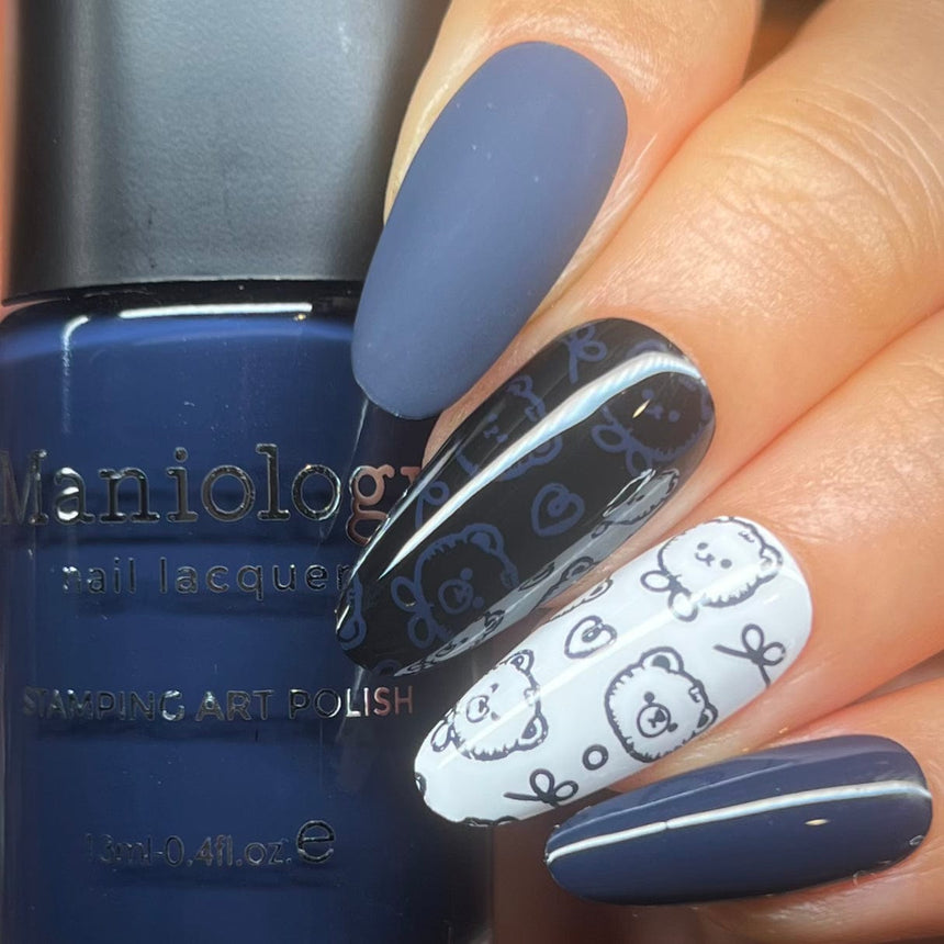 Canterbury (B524) - Cream Navy Blue Stamping Polish