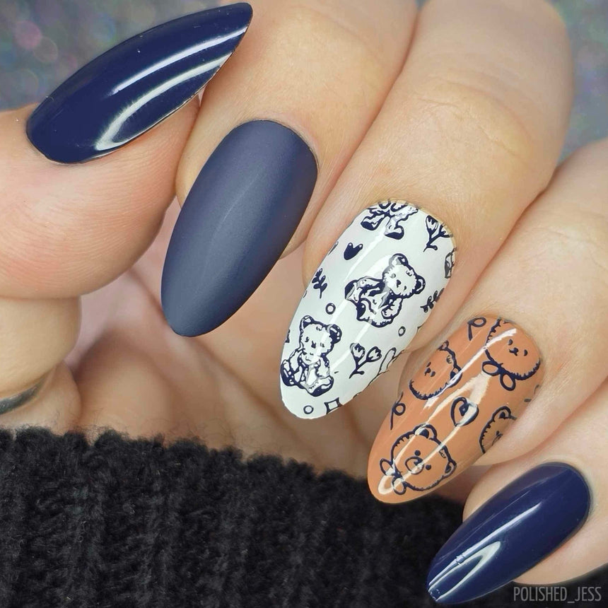 Canterbury (B524) - Cream Navy Blue Stamping Polish