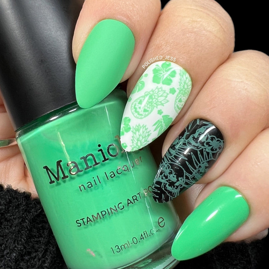 Zombie Hut (B485) - Cream Light Green Stamping Polish