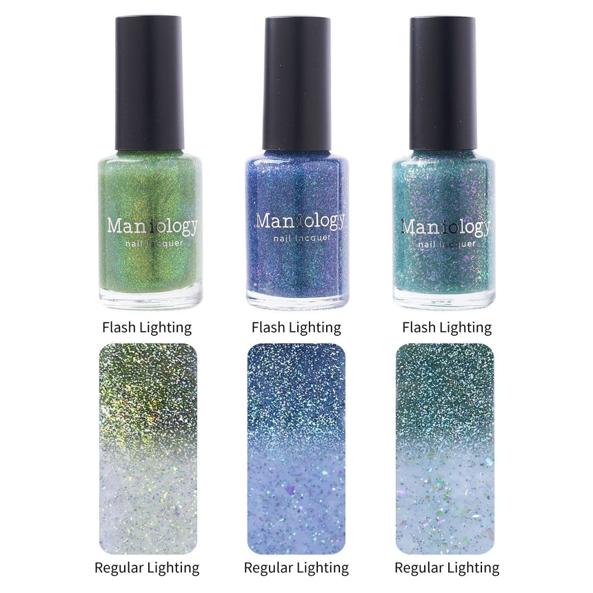 Morning Dew: 3-Piece Flakies Jelly with Reflective Glitter Nail Polish Set