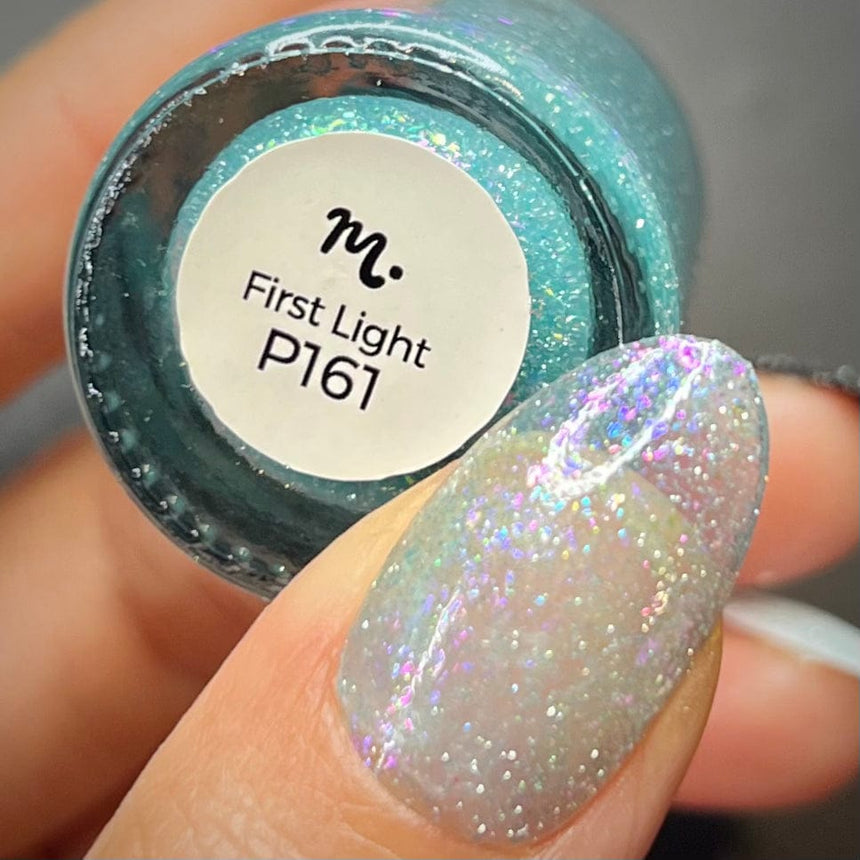 Morning Dew: First Light (P161) - Teal Flakies Jelly Nail Polish with Reflective Glitter