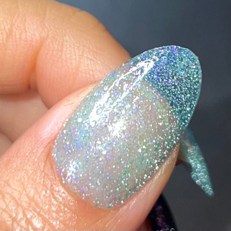 Morning Dew: First Light (P161) - Teal Flakies Jelly Nail Polish with Reflective Glitter