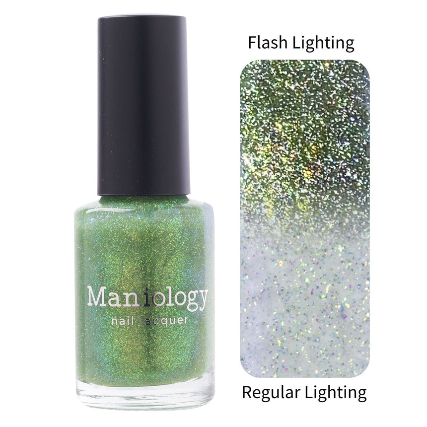 Morning Dew: Grass Leaf (P163) - Green Reflective Glitter Jelly Nail Polish