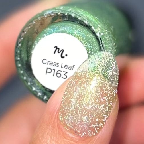 Morning Dew: Grass Leaf (P163) - Green Reflective Glitter Jelly Nail Polish
