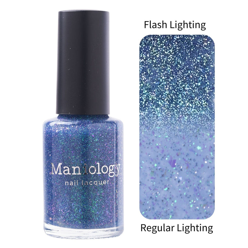 Morning Dew: Water Droplet (P162) - Blue Flakies Jelly Nail Polish with Reflective Glitter