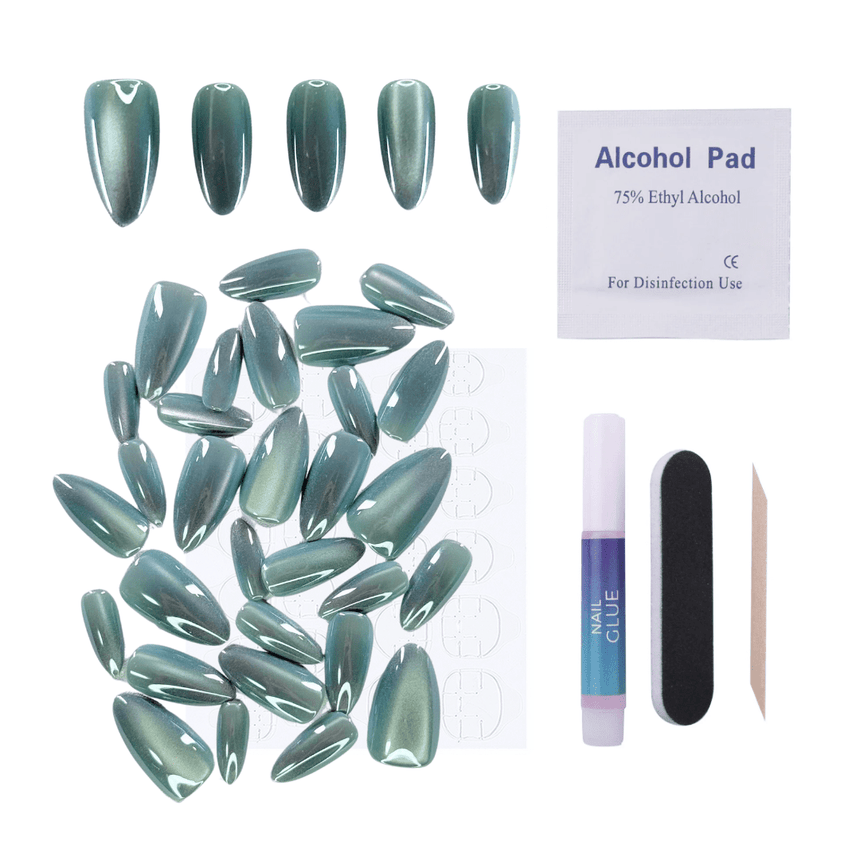 Moss Press On Nails - Medium Almond