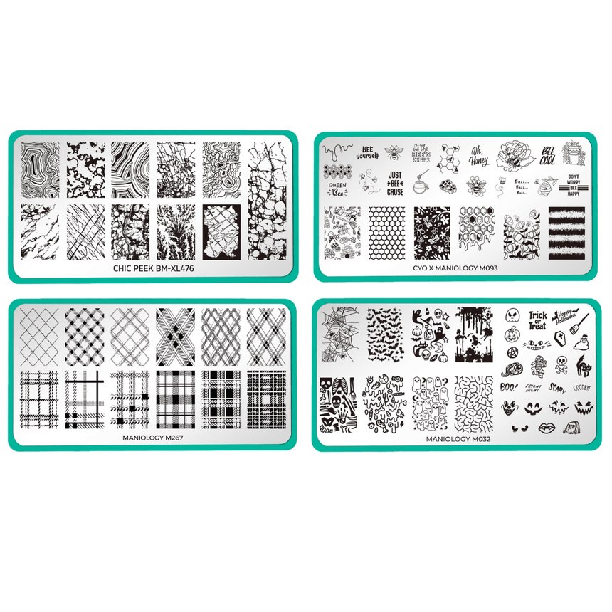 Nail Stamping Plates 4pc Bundle M032, M093, M267, XL476