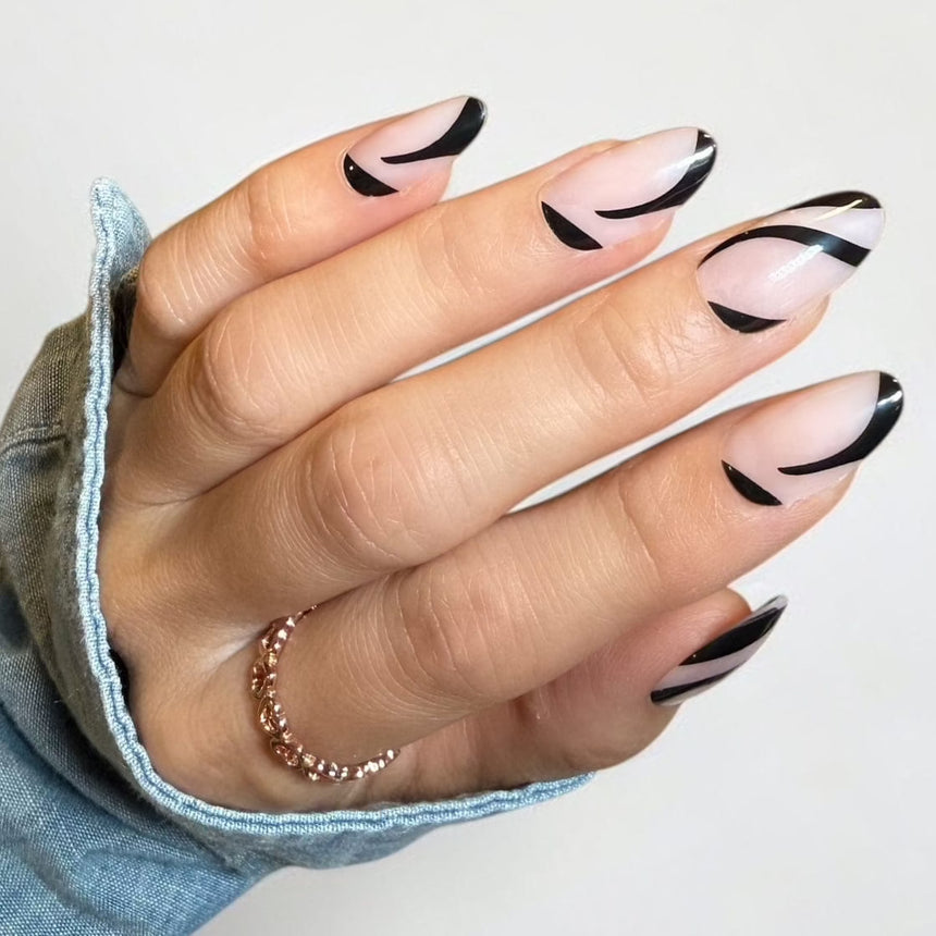 Noir Waves Press On Nails - Short Round