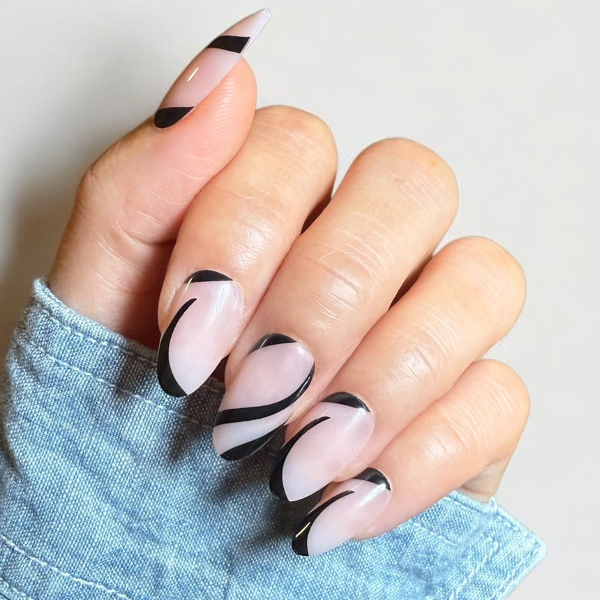 Noir Waves Press On Nails - Short Round
