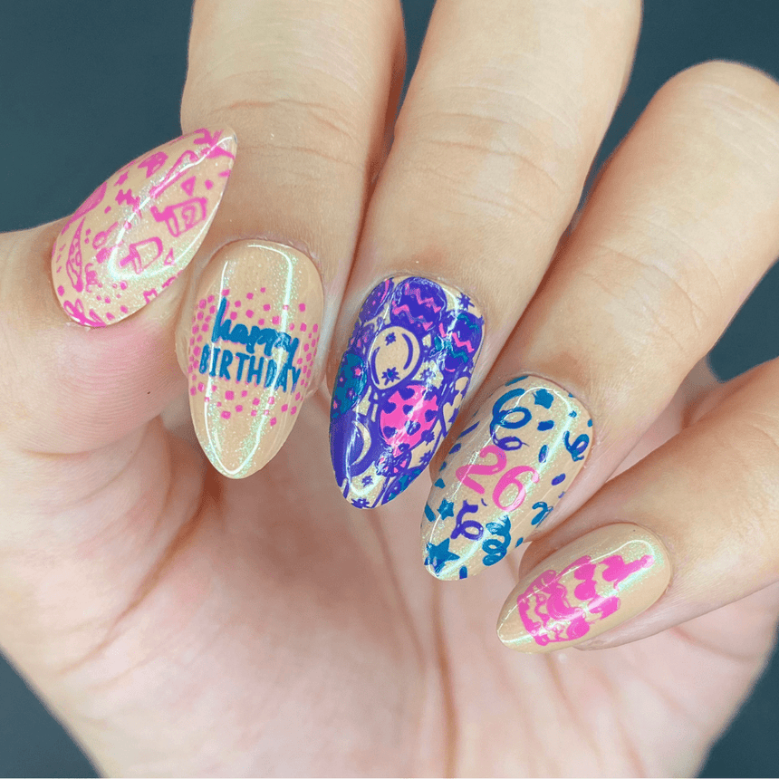 Occasions: Birthday Behavior (m116) - Nail Stamping Plate
