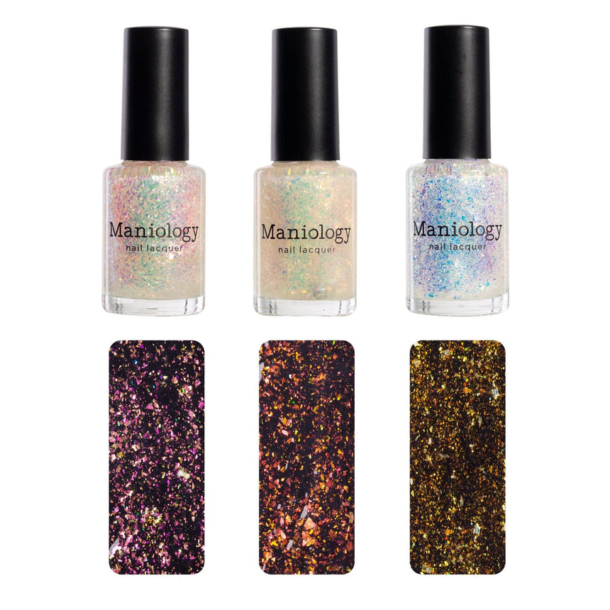Ocean Crush: 3-Piece Flakie Iridescent Toppers Nail Polish Set
