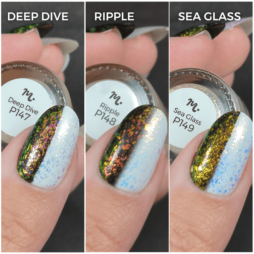 Ocean Crush: 3-Piece Flakie Iridescent Toppers Nail Polish Set