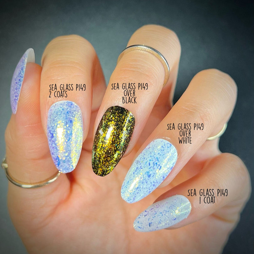 Ocean Crush: Sea Glass (P149) - Iridescent Gold/Silver Jelly Flakies Nail Polish