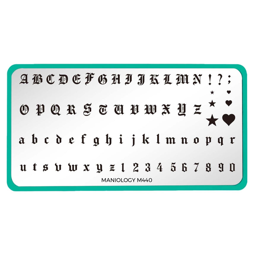 Old English Font (M440) - Nail Stamping Plate
