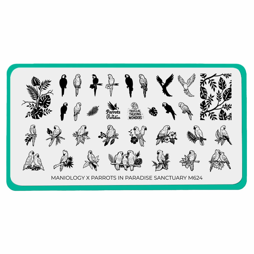 Parrots in Paradise Sanctuary (M624) - Nail Stamping Plate