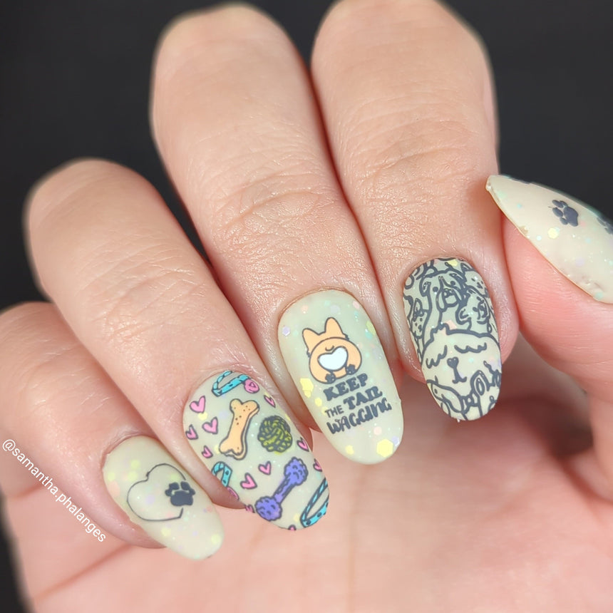 Pawsitive Vibes (M413) - Nail Stamping Plate