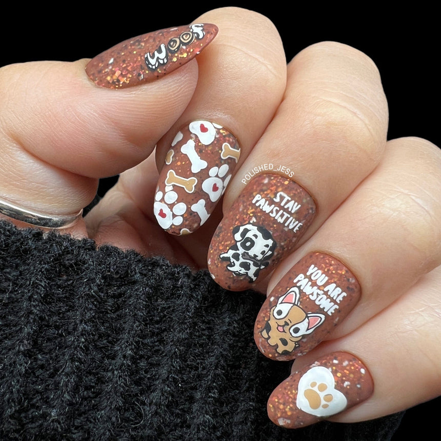 Pawsitive Vibes (M413) - Nail Stamping Plate