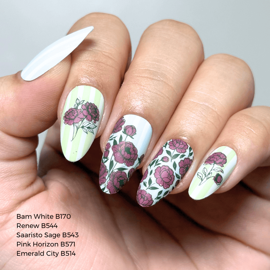 Peony Petals (M665) - Nail Stamping Plate