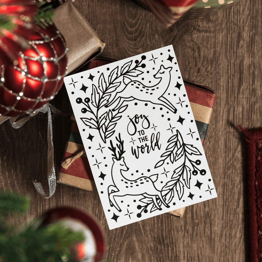 Printable Holiday Christmas Coloring Card 2025 - Digital Download