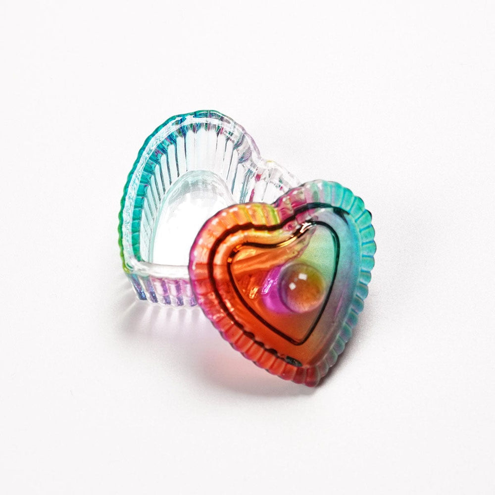 Rainbow Heart Glass Dish with lid
