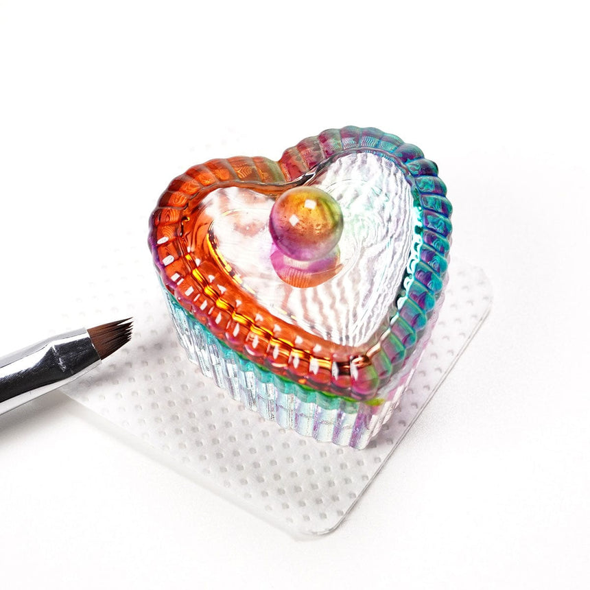 Rainbow Heart Glass Dish with lid