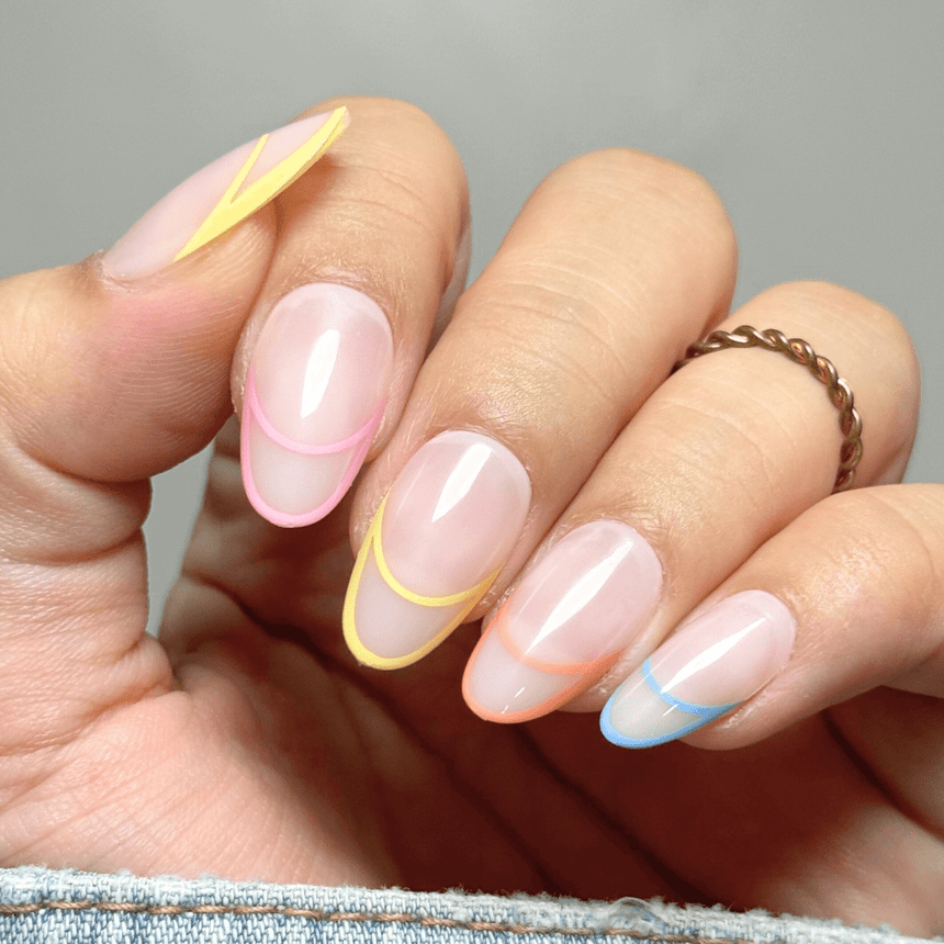 Rainbow Twist Press On Nails - Short Round