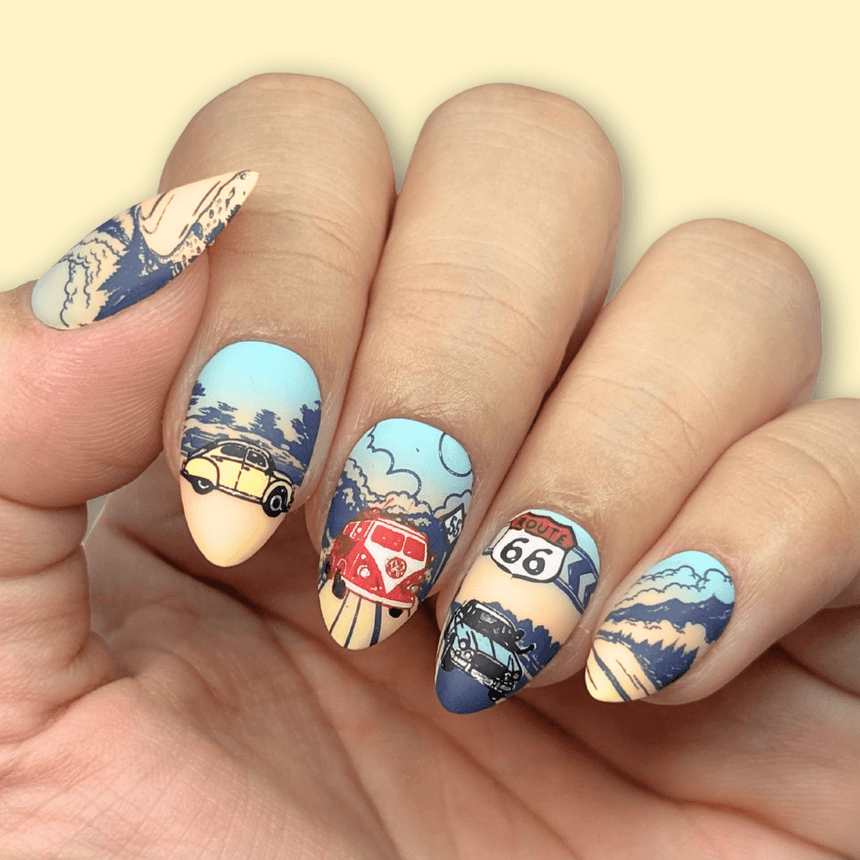 Road Trippin' (M600) - Nail Stamping Plate