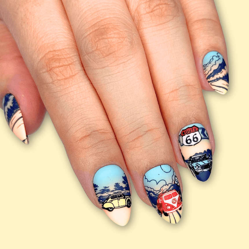 Road Trippin' (M600) - Nail Stamping Plate