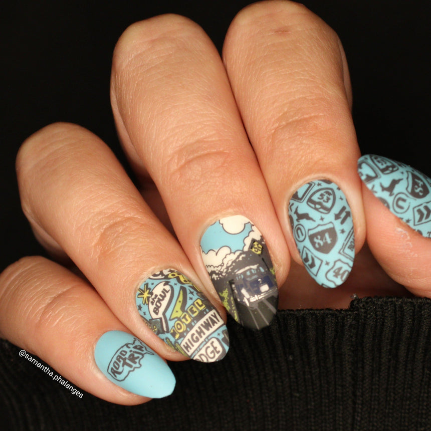 Road Trippin' (M600) - Nail Stamping Plate