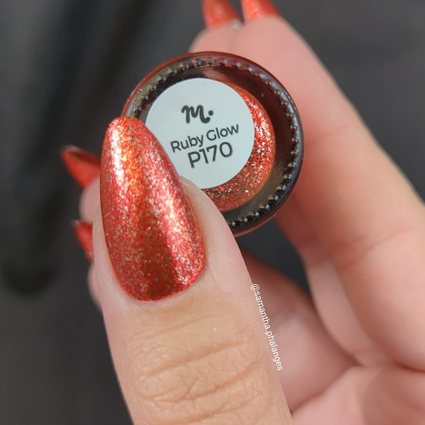 Rustic Charm: Ruby Glow (P170) - Red with Silver Glitter Jellies Nail Polish