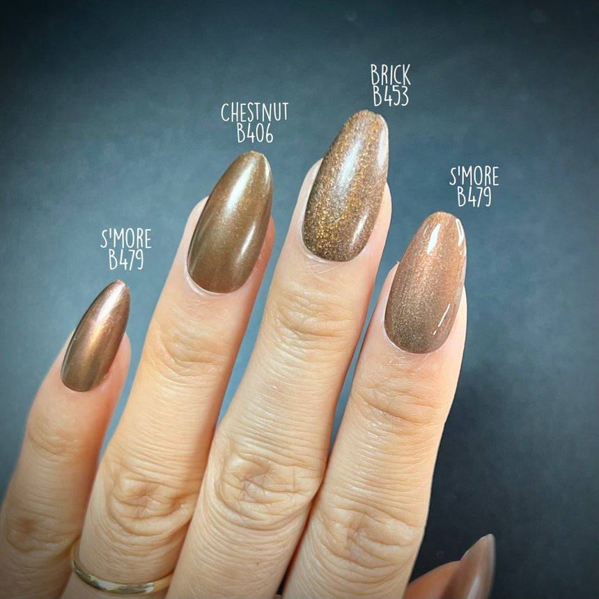 S'more (B479) - Metallic Pearl Chocolate Brown Stamping Polish