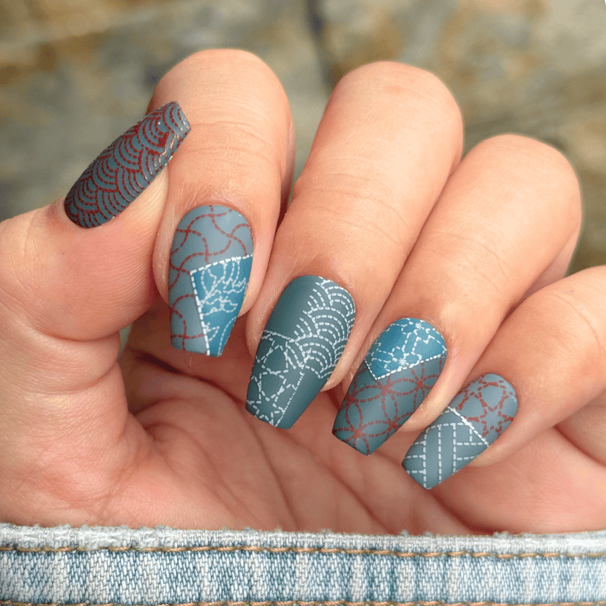 Sashiko Stitch (M650) - Nail Stamping Plate