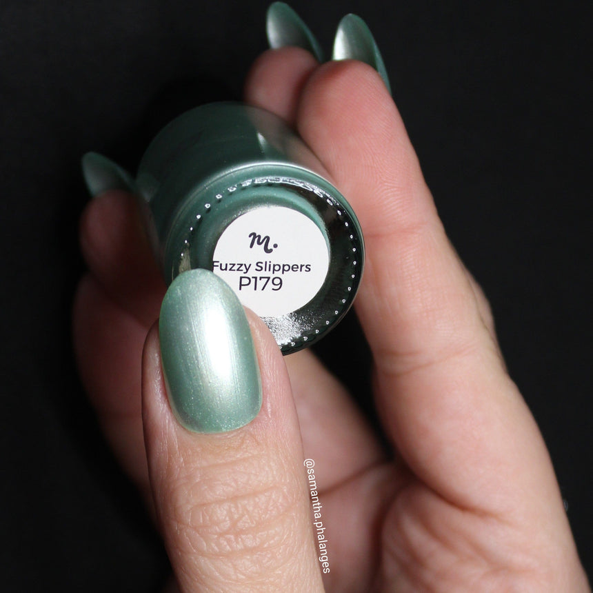 Satin Slumber: Fuzzy Slippers (P179) - Teal Smooth Metallic Nail Polish