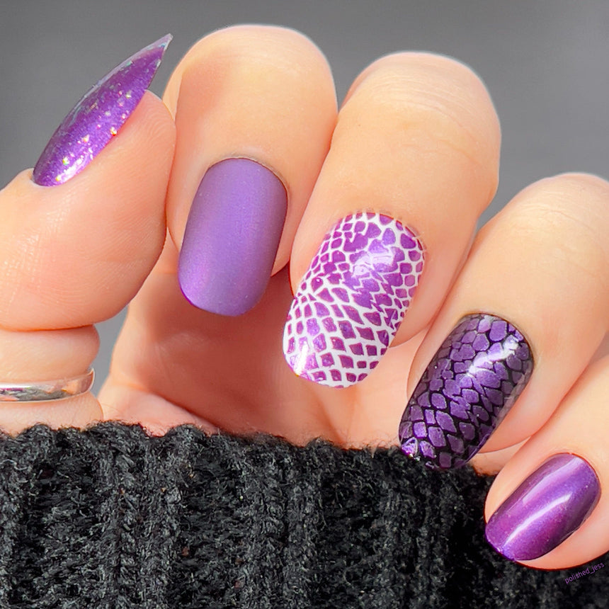 Serenity (B413) - Purple Silver Metallic Stamping Polish