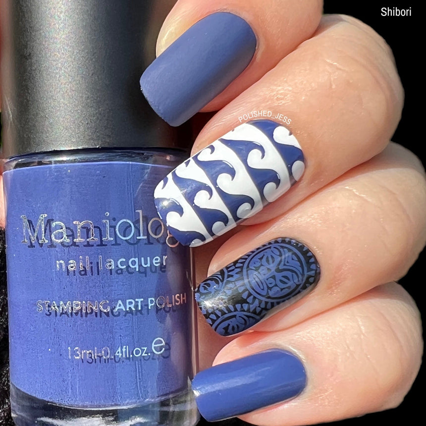 Shibori (B265) - Navy Blue Cream Stamping Polish
