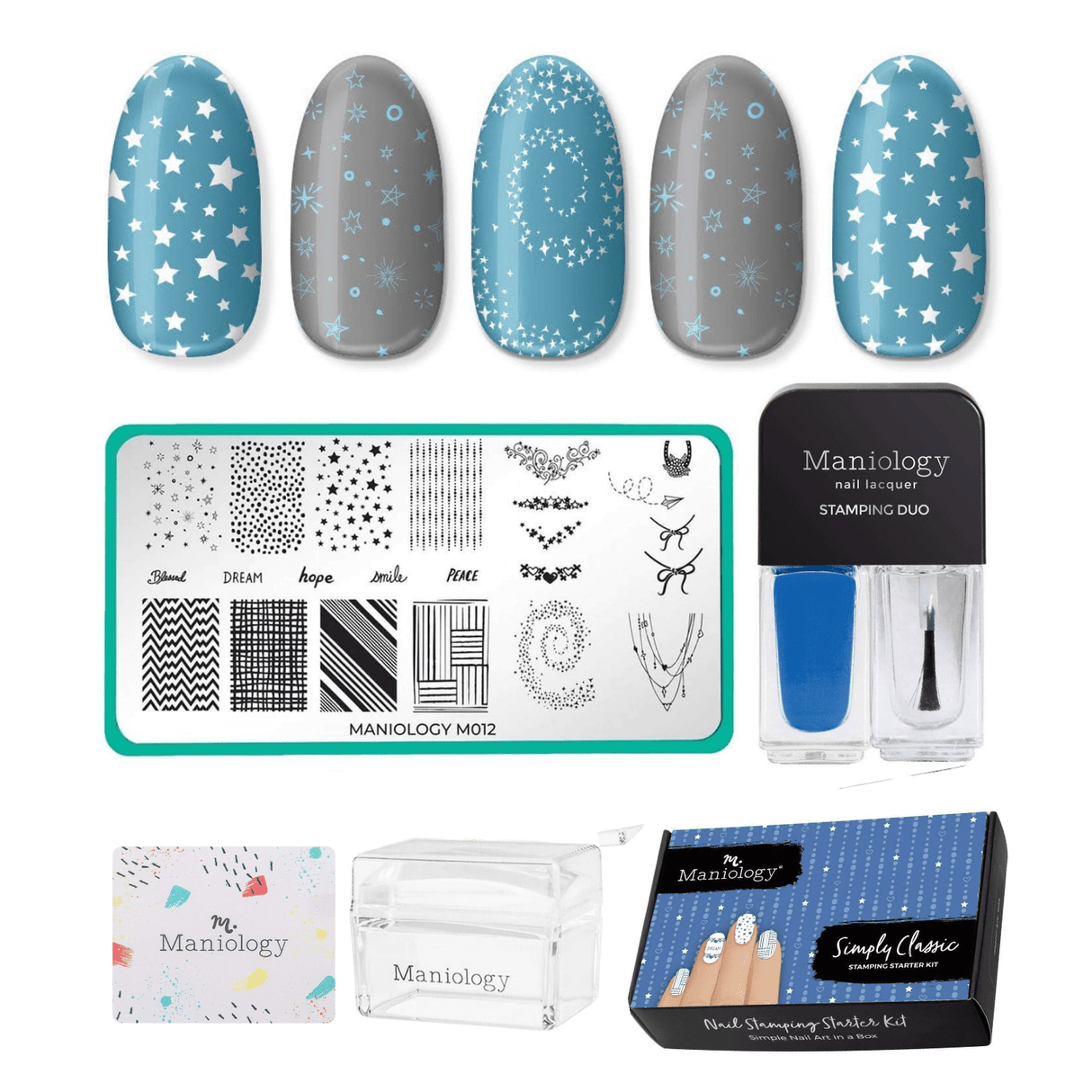 Simply Classic Nail Stamping Starter Kit with Blue Polish