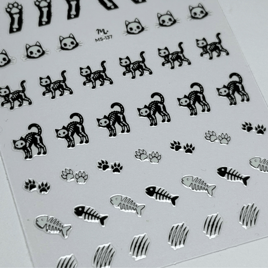 Skele-Cats (MS-137) - Nail Art Sticker