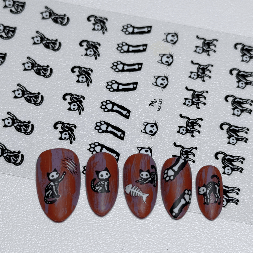 Skele-Cats (MS-137) - Nail Art Sticker