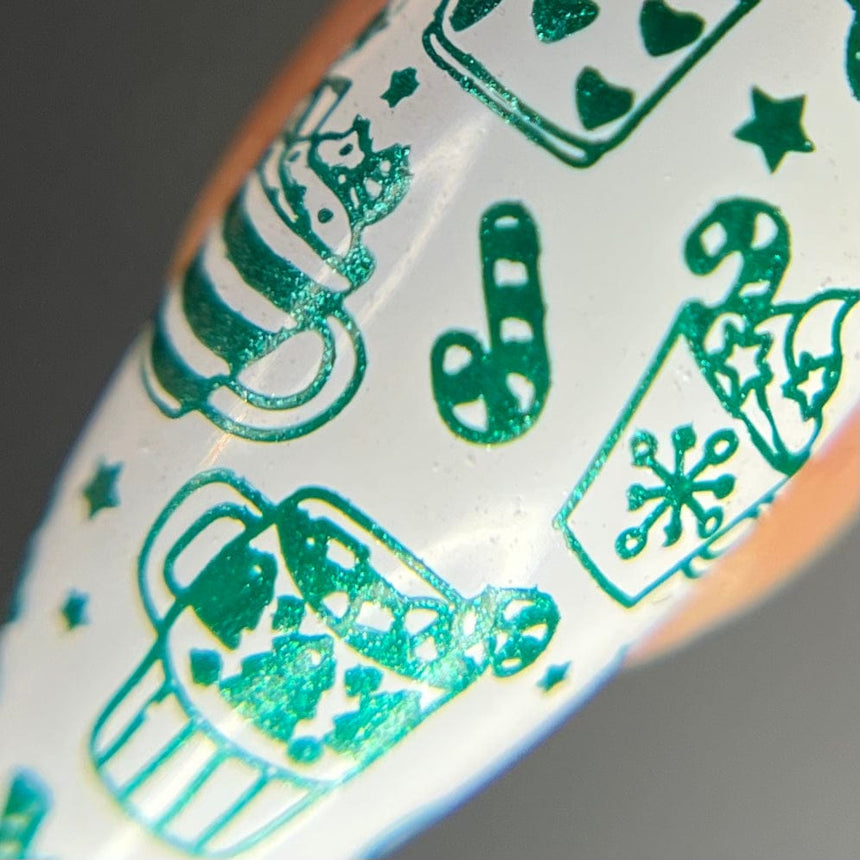 Sleigh Day: Fir Sure (B495) - Green Metallic Stamping Polish