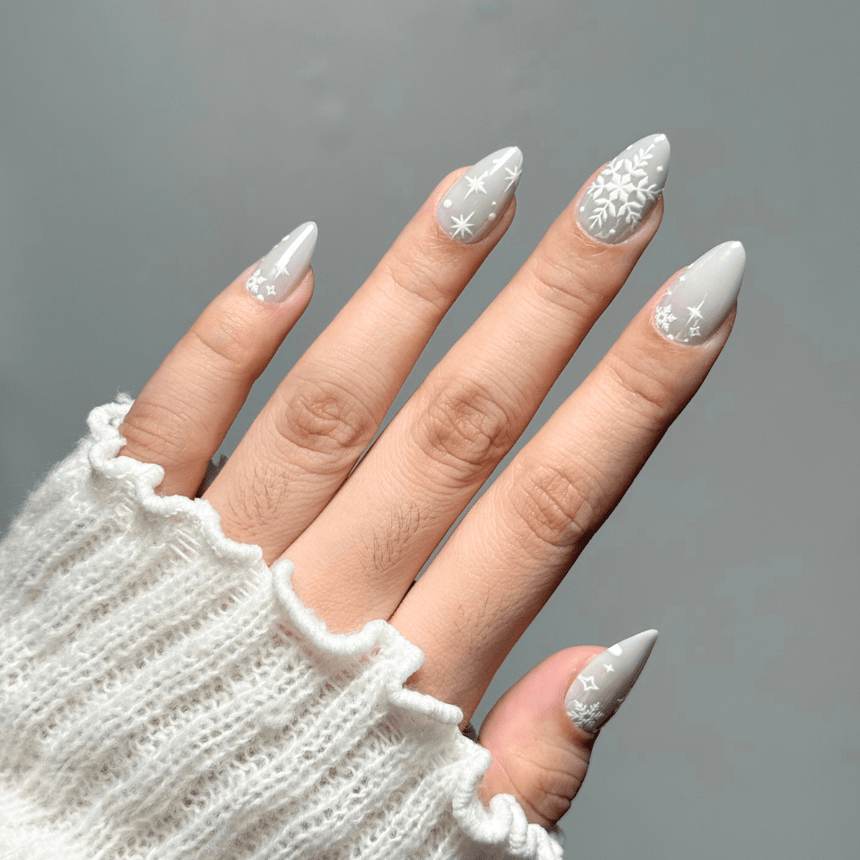 Snow Bunny Press On Nails - Short Almond