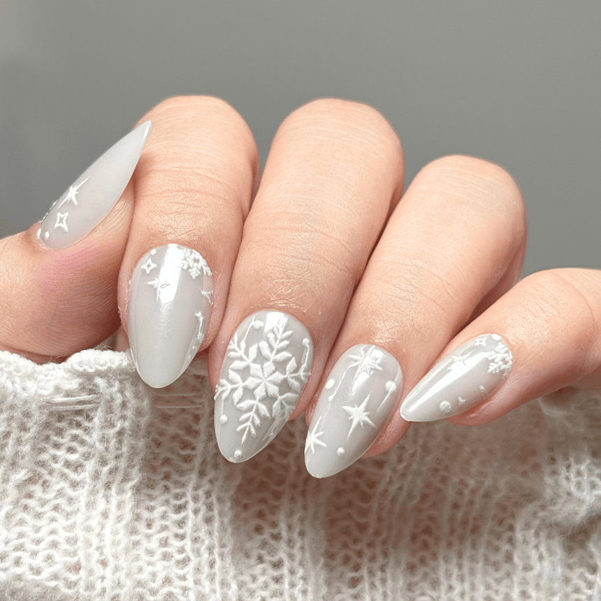 Snow Bunny Press On Nails - Short Almond
