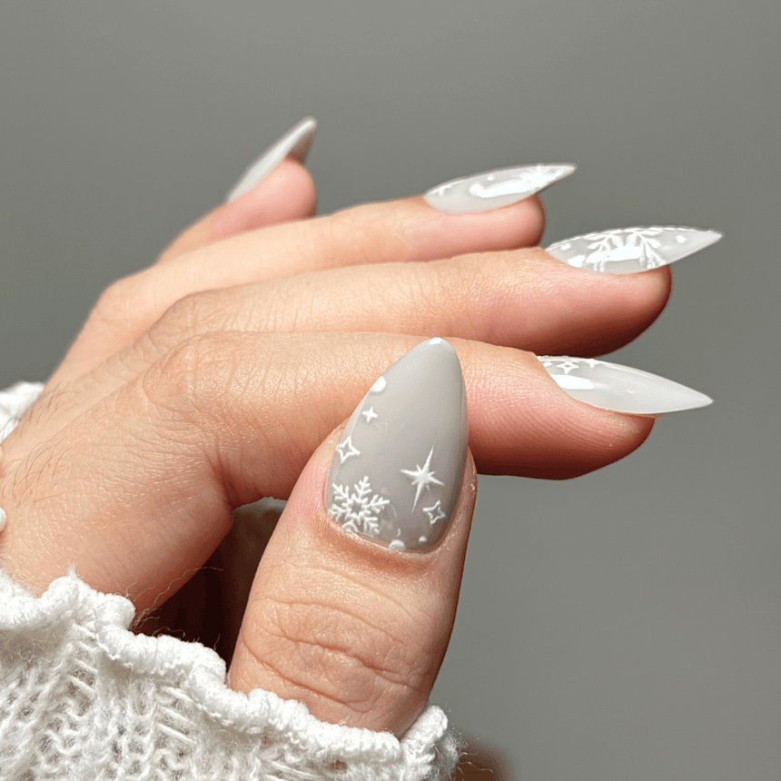 Snow Bunny Press On Nails - Short Almond