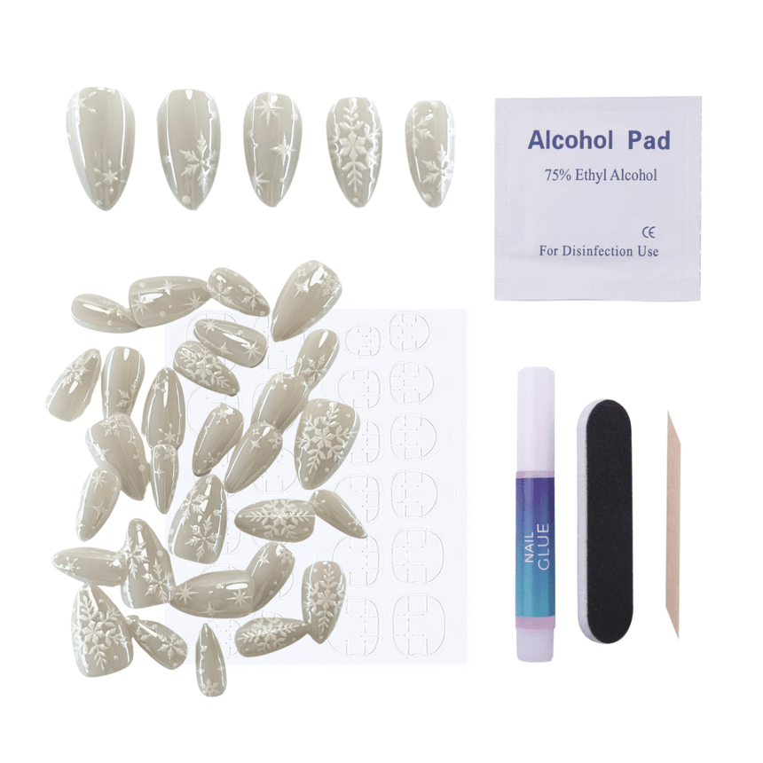 Snow Bunny Press On Nails - Short Almond