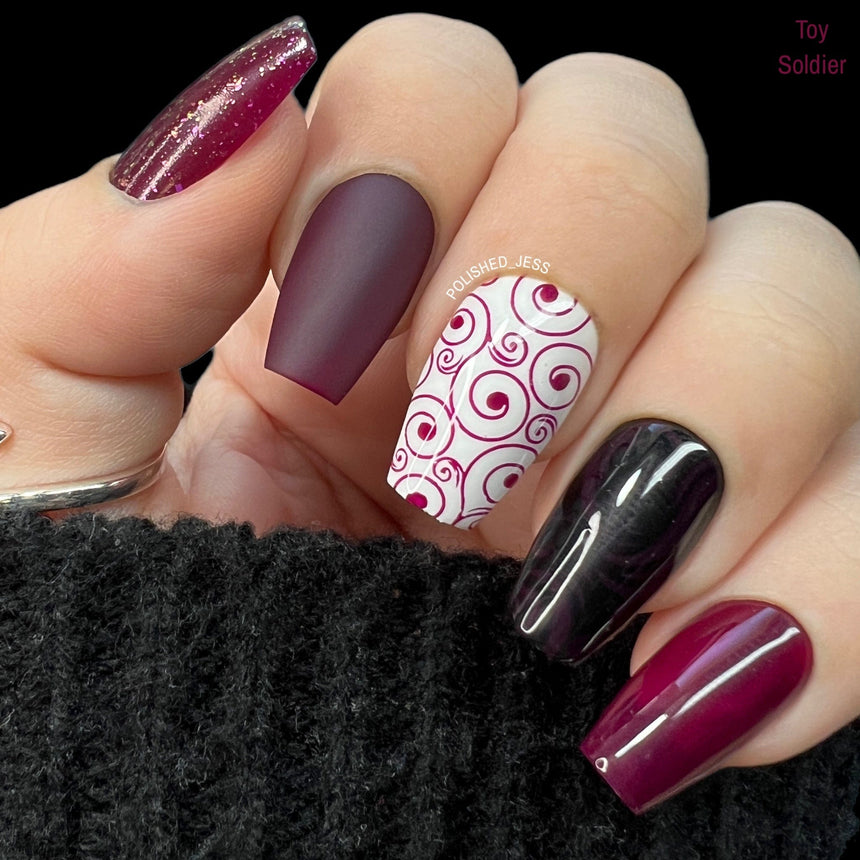 Snowflake Waltz Collection: Toy Soldier (B227) - Dark Plum Stamping Polish
