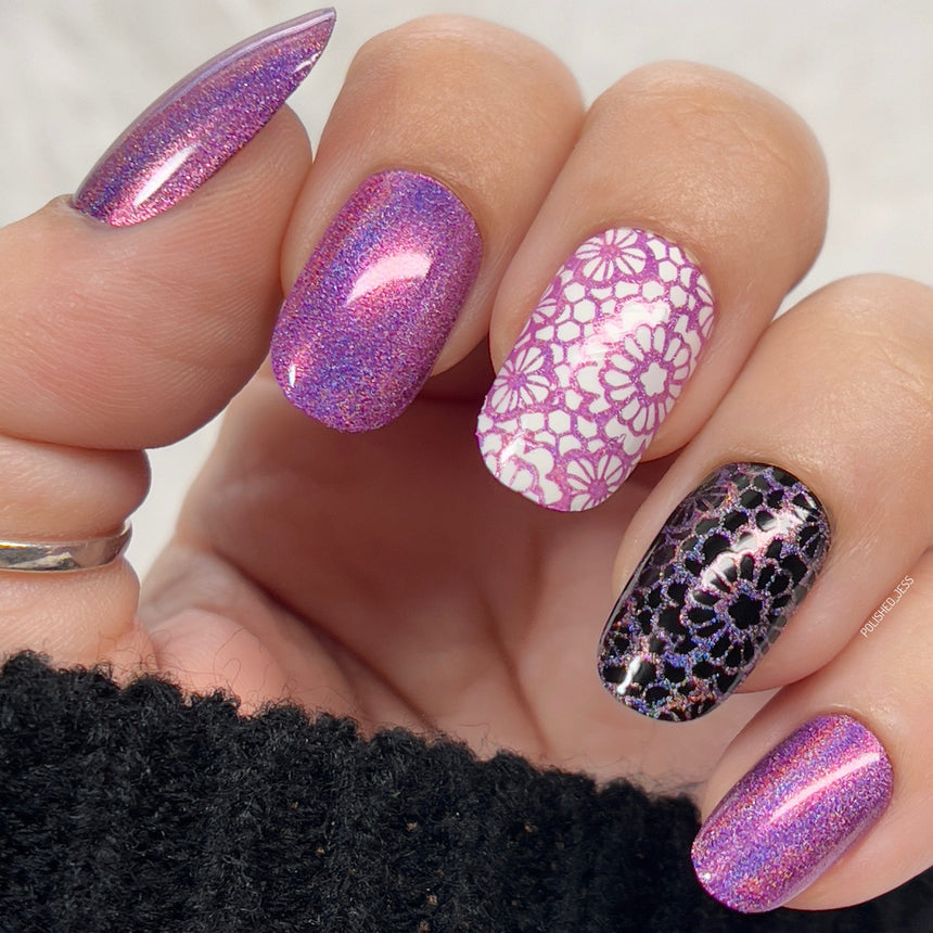 Thriller (B348) - Holographic Fuchsia Stamping Polish
