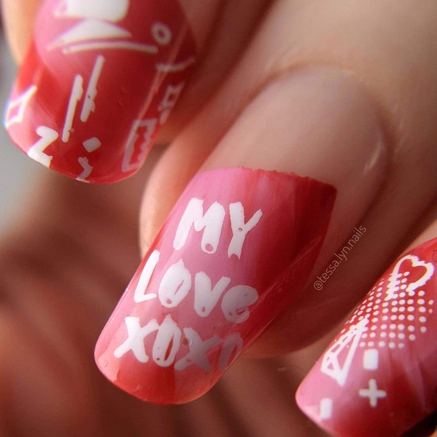 Valentine's Day Occasions: Paper Hearts (m181) - Nail Stamping Plate