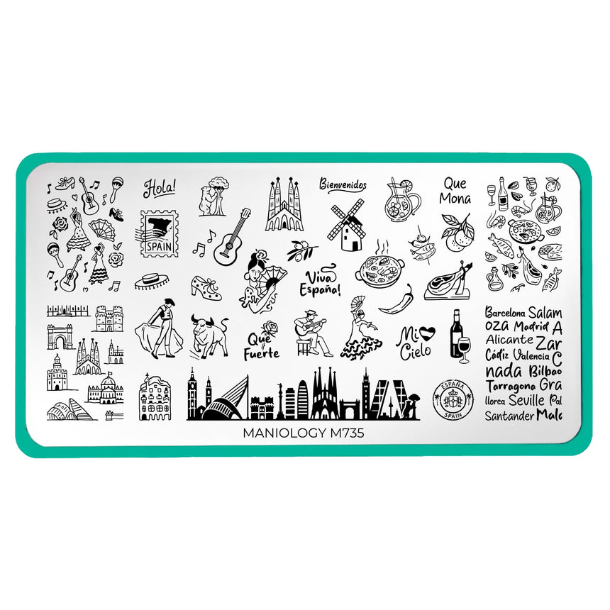 Welcome to Spain (M735) - Nail Stamping Plate