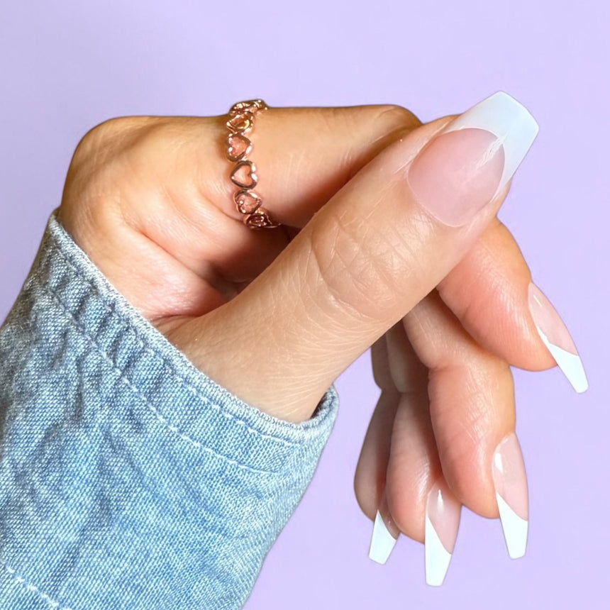 White Tie Press On Nails - Short Coffin